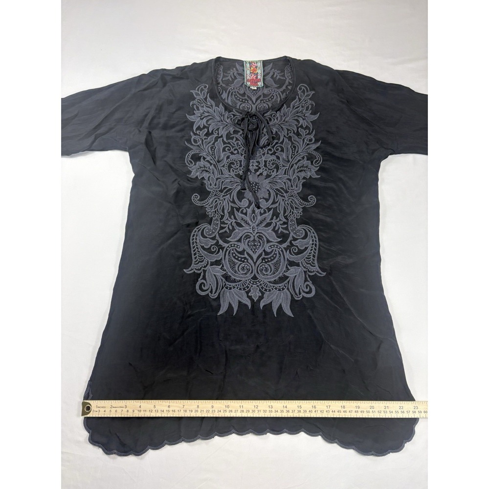 Johnny Was Boho Blouse Long Sleeve Embroidered Festive Women's Medium - Picture 6 of 10